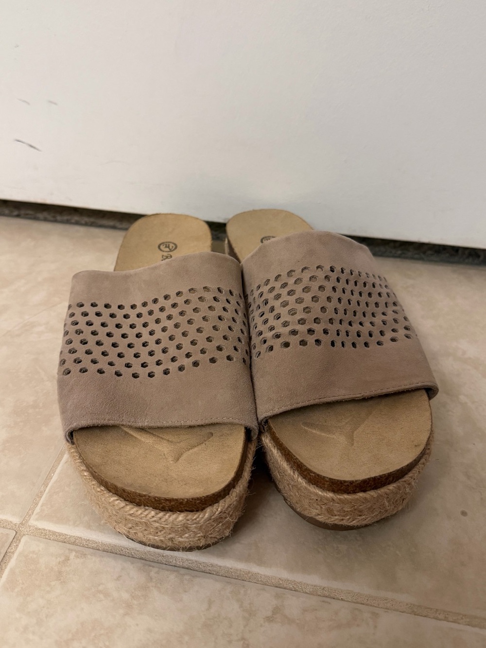Taupe Slide Espadrille Platform Sandals - Women